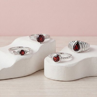 Sterling Silver Garnet and White Topaz Ring