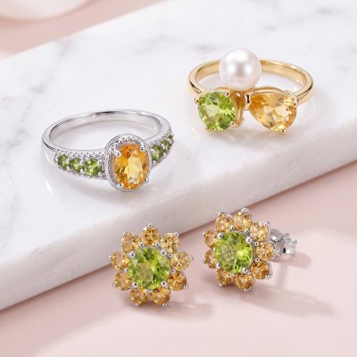 Sterling Silver Citrine & Chrome Diopside Ring