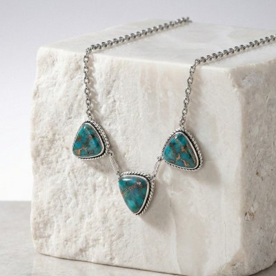 Sterling Silver Turquoise Necklace 18 Inches