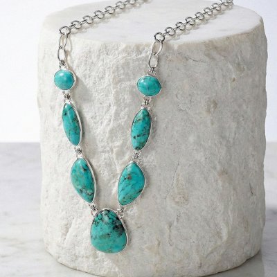 Sterling Silver Turquoise Necklace 18 Inches