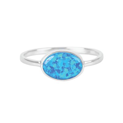 Sterling Silver Synthetic Blue Opal Ring