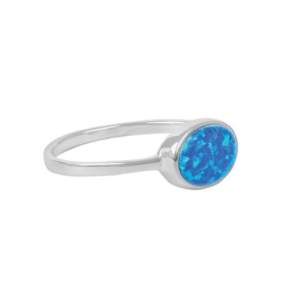 Sterling Silver Synthetic Blue Opal Ring