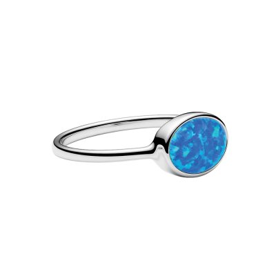 Sterling Silver Synthetic Blue Opal Ring