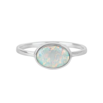 Sterling Silver Synthetic White Opal Ring