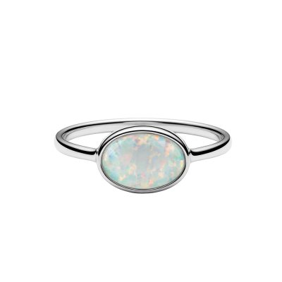 Sterling Silver Synthetic White Opal Ring