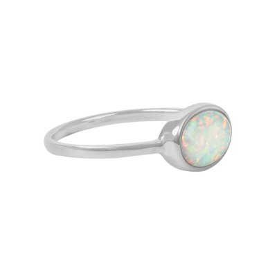Sterling Silver Synthetic White Opal Ring