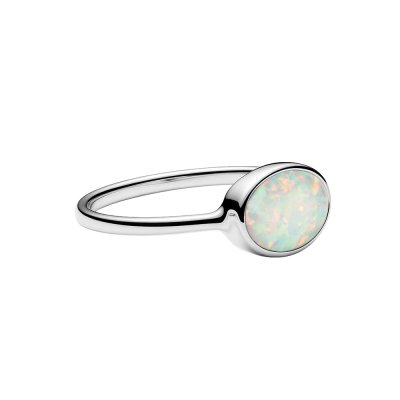Sterling Silver Synthetic White Opal Ring