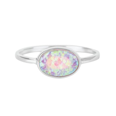 Sterling Silver Synthetic Pink Opal Ring