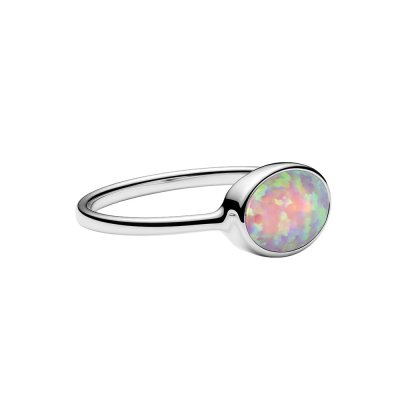 Sterling Silver Synthetic Pink Opal Ring