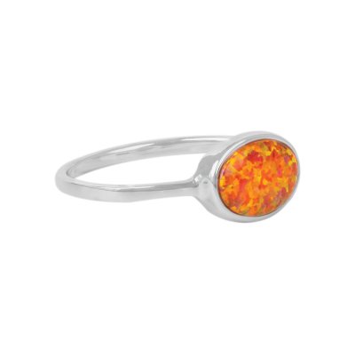 Sterling Silver Synthetic Orange Opal Ring