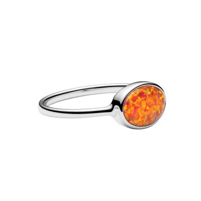 Sterling Silver Synthetic Orange Opal Ring