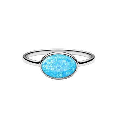 Sterling Silver Synthetic Light Blue Opal Ring