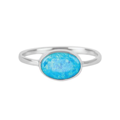 Sterling Silver Synthetic Light Blue Opal Ring