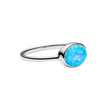 Sterling Silver Synthetic Light Blue Opal Ring