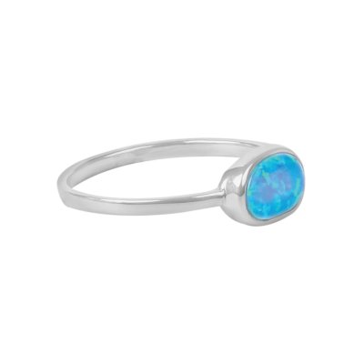 Sterling Silver Synthetic Light Blue Opal  Ring