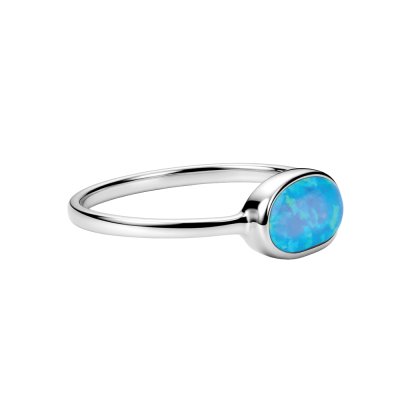 Sterling Silver Synthetic Light Blue Opal  Ring