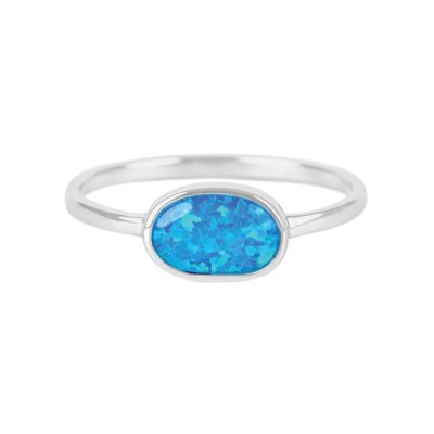 Sterling Silver Synthetic Blue Opal Ring