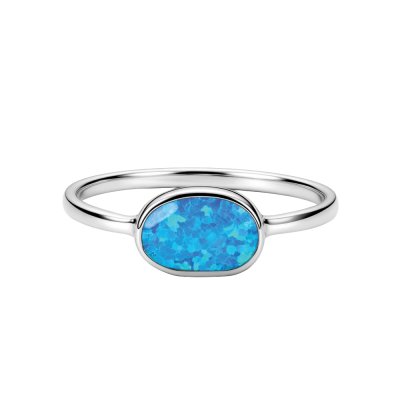 Sterling Silver Synthetic Blue Opal Ring
