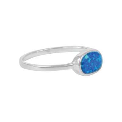 Sterling Silver Synthetic Blue Opal Ring