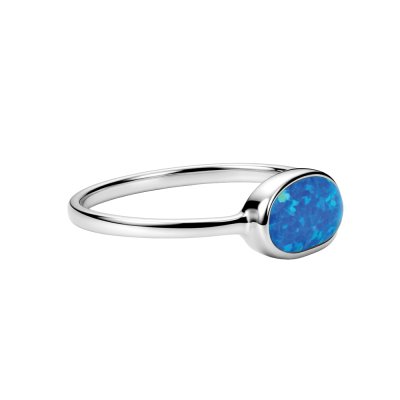 Sterling Silver Synthetic Blue Opal Ring