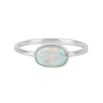 Sterling Silver Synthetic White Opal Ring