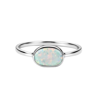 Sterling Silver Synthetic White Opal Ring