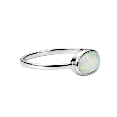 Sterling Silver Synthetic White Opal Ring