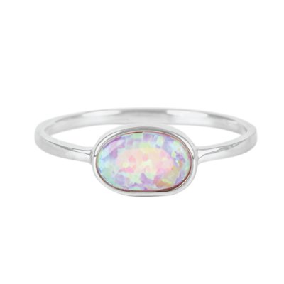 Sterling Silver Synthetic Pink Opal Ring