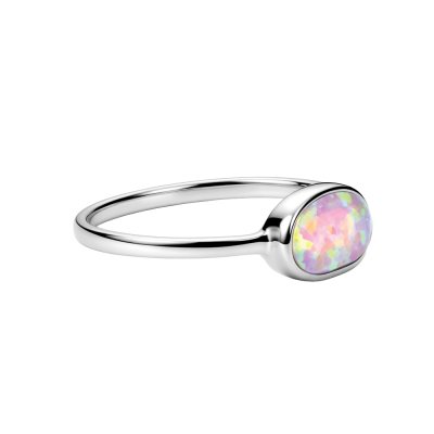 Sterling Silver Synthetic Pink Opal Ring