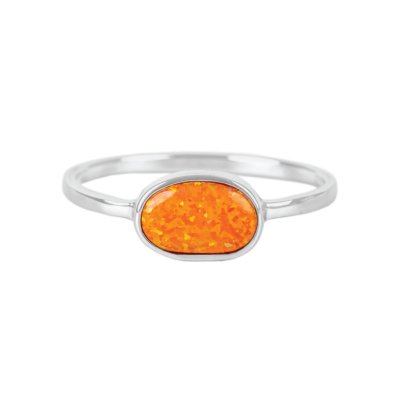 Sterling Silver Synthetic Orange Opal Ring