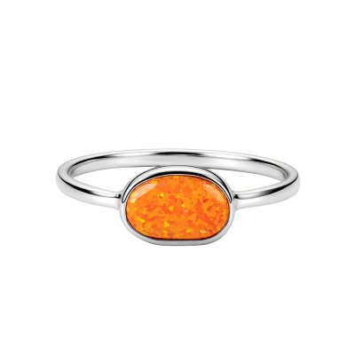 Sterling Silver Synthetic Orange Opal Ring