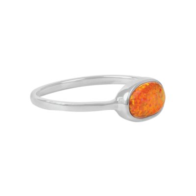 Sterling Silver Synthetic Orange Opal Ring