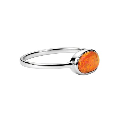 Sterling Silver Synthetic Orange Opal Ring