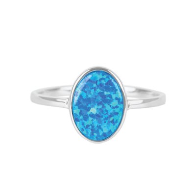 Sterling Silver Synthetic Blue Opal Ring