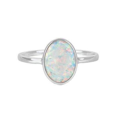 Sterling Silver Synthetic Opal Ring