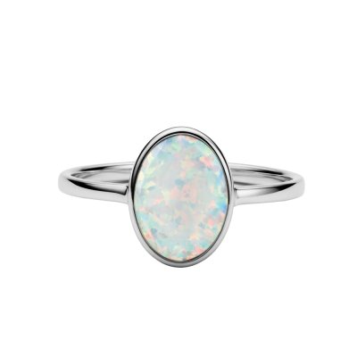 Sterling Silver Synthetic Opal Ring