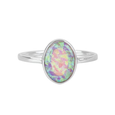 Sterling Silver Synthetic Opal Ring