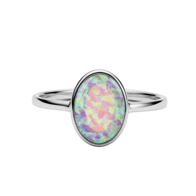 Sterling Silver Synthetic Opal Ring