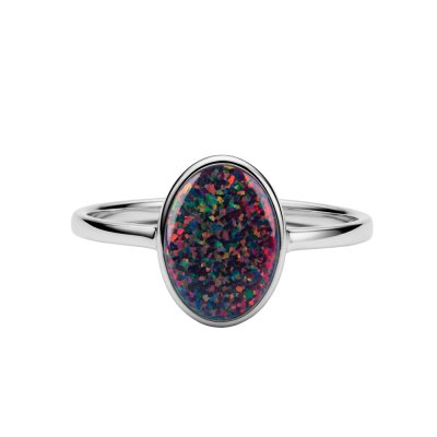 Sterling Silver Synthetic Opal Ring