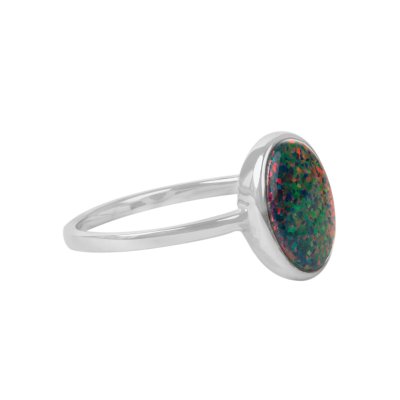 Sterling Silver Synthetic Opal Ring