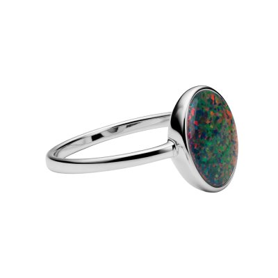 Sterling Silver Synthetic Opal Ring
