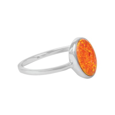 Sterling Silver Synthetic Orange Opal Ring