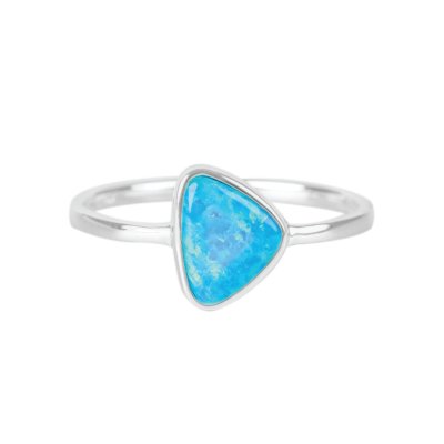 Sterling Silver Synthetic Light  Blue Opal Ring