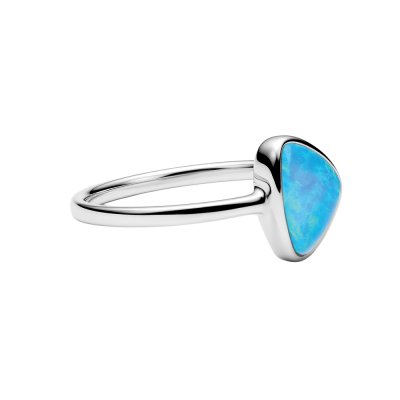 Sterling Silver Synthetic Light  Blue Opal Ring