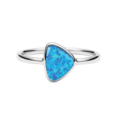 Sterling Silver Synthetic Blue Opal Ring