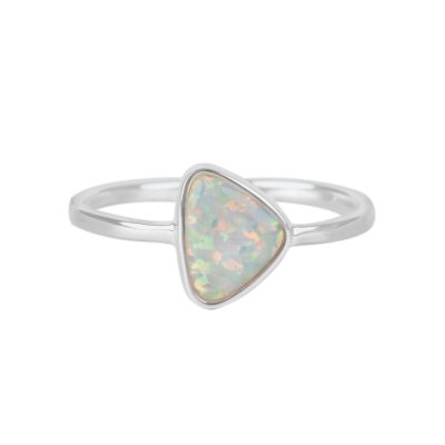 Sterling Silver Synthetic White Opal Ring
