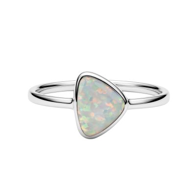 Sterling Silver Synthetic White Opal Ring