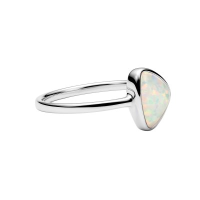 Sterling Silver Synthetic White Opal Ring