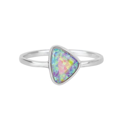 Sterling Silver Synthetic Pink Opal Ring
