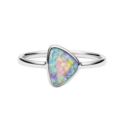Sterling Silver Synthetic Pink Opal Ring
